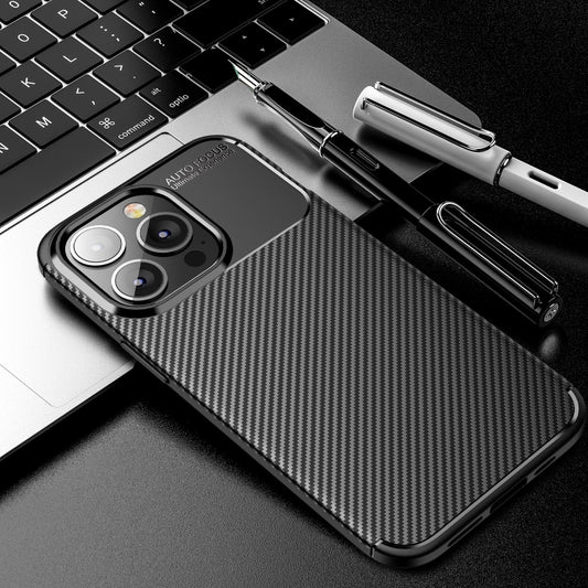 Carbon Fiber Texture Shockproof TPU Case, For iPhone 13 Pro Max, For iPhone 13