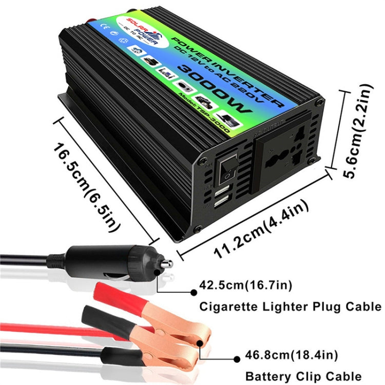 Tang I Generation 12V to 110V 3000W Intelligent Car Power Inverter with Dual USB