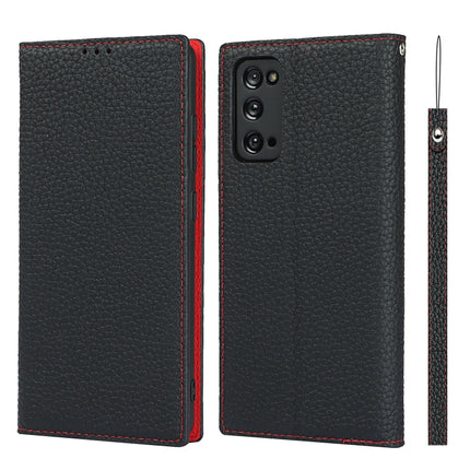 Litchi Texture Horizontal Flip Top Layer Cowhide Leather Case with Holder & Card Slots & Wallet & Strap & Wire Winder, For Samsung Galaxy S20 FE