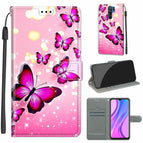 For Xiaomi Redmi 9 / C03 Gradient Pink Flying Butterflies