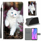 For Xiaomi Redmi 9 / C08 Flower Bush Big White Cat