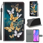 For Xiaomi Redmi 9 / C20 Gold Silver Flying Butterflies