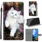 For Xiaomi Redmi 9 Power/Note 9 4G / C08 Flower Bush Big White Cat