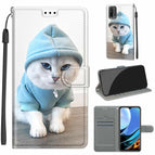 For Xiaomi Redmi 9 Power/Note 9 4G / C15 Blue Sweater White Cat