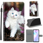 For Xiaomi Redmi 9A / C08 Flower Bush Big White Cat
