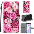 For Xiaomi Redmi 9A / C17 Green Leaf Pink Rose