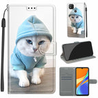 For Xiaomi Redmi 9C / C15 Blue Sweater White Cat