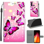 For Xiaomi Redmi Note 8 / C03 Gradient Pink Flying Butterflies