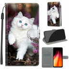 For Xiaomi Redmi Note 8 / C08 Flower Bush Big White Cat