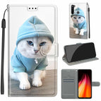 For Xiaomi Redmi Note 8 / C15 Blue Sweater White Cat
