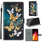For Xiaomi Redmi Note 8 / C20 Gold Silver Flying Butterflies