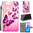 For Xiaomi Redmi Note 8T / C03 Gradient Pink Flying Butterflies