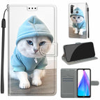 For Xiaomi Redmi Note 8T / C15 Blue Sweater White Cat
