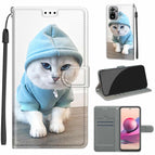 For Xiaomi Redmi Note 10 4G/Note 10S / C15 Blue Sweater White Cat