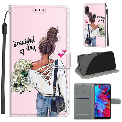 Voltage Coloured Drawing Magnetic Clasp Horizontal Flip PU Leather Case with Holder & Card Slots, For Xiaomi Redmi Note 7