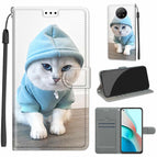 For Xiaomi Redmi Note 9 5G/ 9T / C15 Blue Sweater White Cat