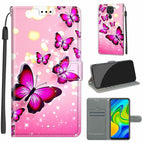 For Xiaomi Redmi Note 9/Redmi 10X 4G / C03 Gradient Pink Flying Butterflies
