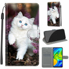 For Xiaomi Redmi Note 9/Redmi 10X 4G / C08 Flower Bush Big White Cat