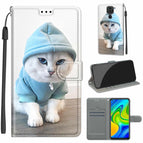 For Xiaomi Redmi Note 9/Redmi 10X 4G / C15 Blue Sweater White Cat