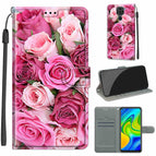 For Xiaomi Redmi Note 9/Redmi 10X 4G / C17 Green Leaf Pink Rose