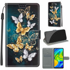For Xiaomi Redmi Note 9/Redmi 10X 4G / C20 Gold Silver Flying Butterflies