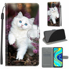 For Xiaomi Redmi Note 9S/9 Pro / C08 Flower Bush Big White Cat