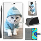 For Xiaomi Redmi Note 9S/9 Pro / C15 Blue Sweater White Cat