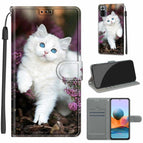 For Xiaomi Redmi Note 10 Pro Max/10 Pro / C08 Flower Bush Big White Cat