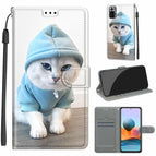 For Xiaomi Redmi Note 10 Pro Max/10 Pro / C15 Blue Sweater White Cat