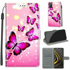 For Xiaomi Poco M3 / C03 Gradient Pink Flying Butterflies