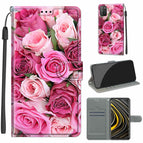 For Xiaomi Poco M3 / C17 Green Leaf Pink Rose
