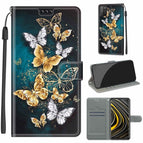 For Xiaomi Poco M3 / C20 Gold Silver Flying Butterflies