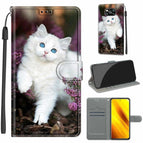 For Xiaomi Poco X3 NFC / C08 Flower Bush Big White Cat