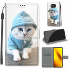 For Xiaomi Poco X3 NFC / C15 Blue Sweater White Cat