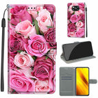 For Xiaomi Poco X3 NFC / C17 Green Leaf Pink Rose