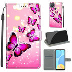 For OPPO A15 / A15s / C03 Gradient Pink Flying Butterflies