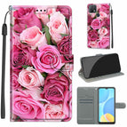 For OPPO A15 / A15s / C17 Green Leaf Pink Rose