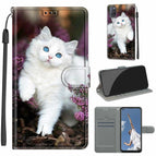 For OPPO A52 / A92 / A72 / C08 Flower Bush Big White Cat