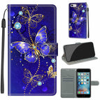 Für iPhone 6s / 6 / C11 Blaue goldene Kettenschmetterlinge