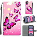For iPhone 11 / C03 Gradient Pink Flying Butterflies