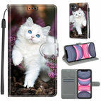 For iPhone 11 / C08 Flower Bush Big White Cat