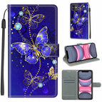 For iPhone 11 / C11 Blue Golden Chain Butterflies