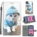 For iPhone 11 / C15 Blue Sweater White Cat