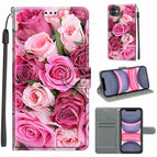 For iPhone 11 / C17 Green Leaf Pink Rose