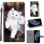 For iPhone 11 Pro / C08 Flower Bush Big White Cat