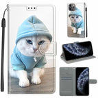For iPhone 11 Pro / C15 Blue Sweater White Cat