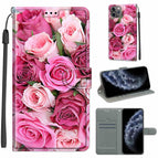For iPhone 11 Pro / C17 Green Leaf Pink Rose