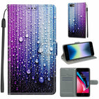 For iPhone SE 2022 / SE 2020 / 8 / 7 / C05 Gotas de agua de color azul violeta
