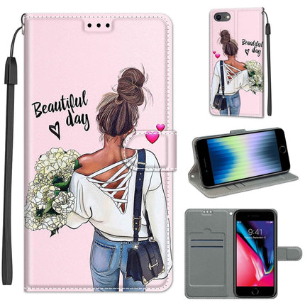 Estuche de cuero PU con tapa horizontal, cierre magnético y dibujo de colores de voltaje, con soporte y ranuras para tarjetas, para iPhone 12/12 Pro