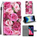 For iPhone SE 2022 / SE 2020 / 8 / 7 / C17 Rosa rosa de hoja verde